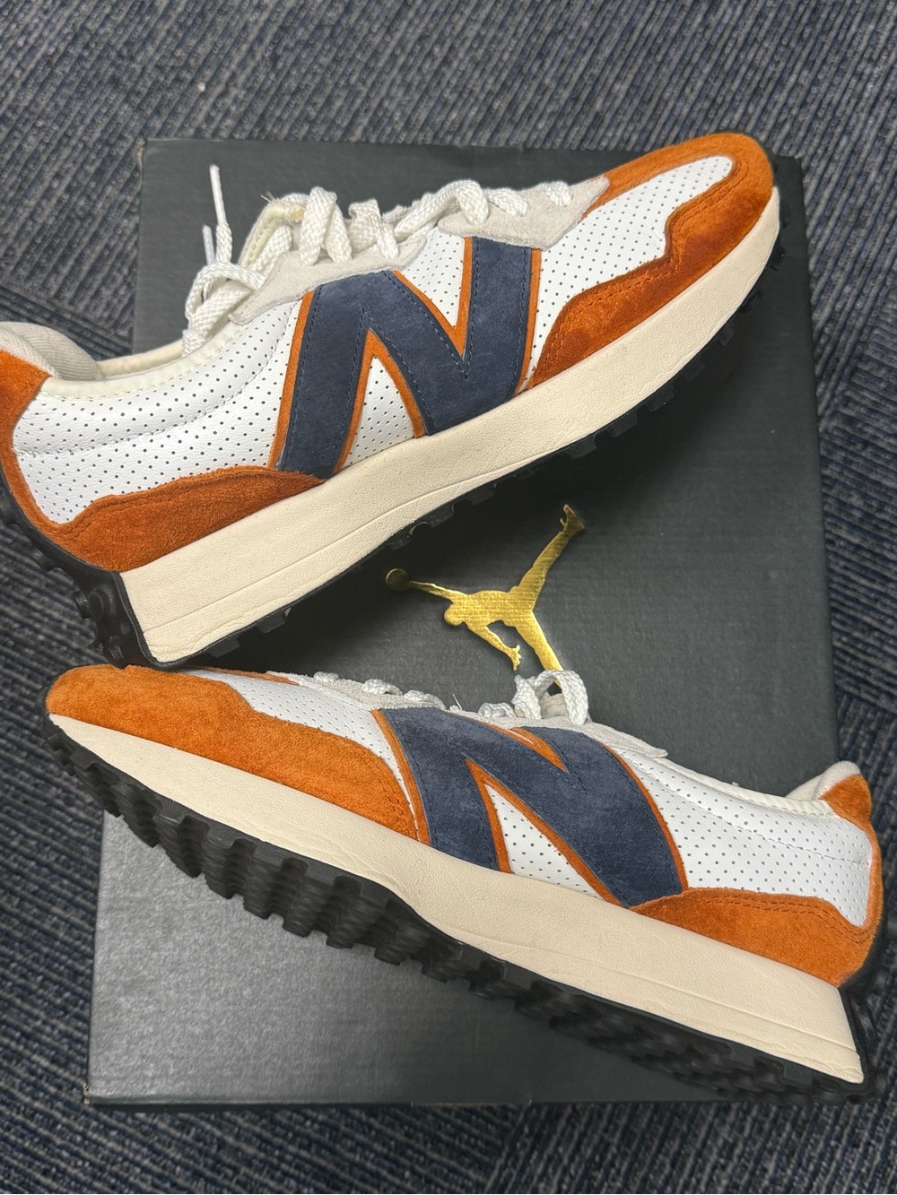 New Balance White Orange Navy Suede Retro Runner Sneakers
